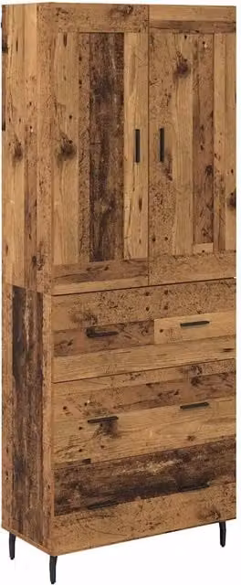 Credenza con cassetto 2 pz | Madia | Buffet da pranzo | Armadio da pranzo Legno vecchio Legno multistrato