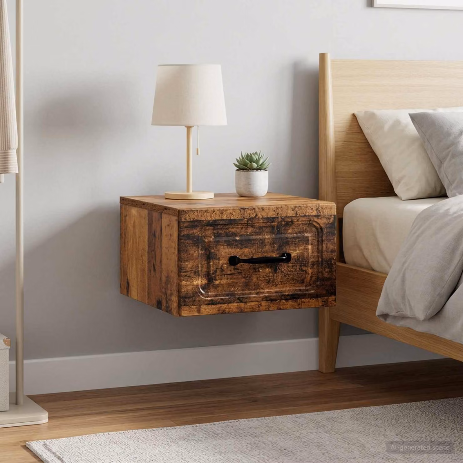Set di 2 mobiletti da notte sospesi vidaXL in stile moderno, colore marrone e nero, L: 34,5 cm, P: 33 cm, H: 20 cm