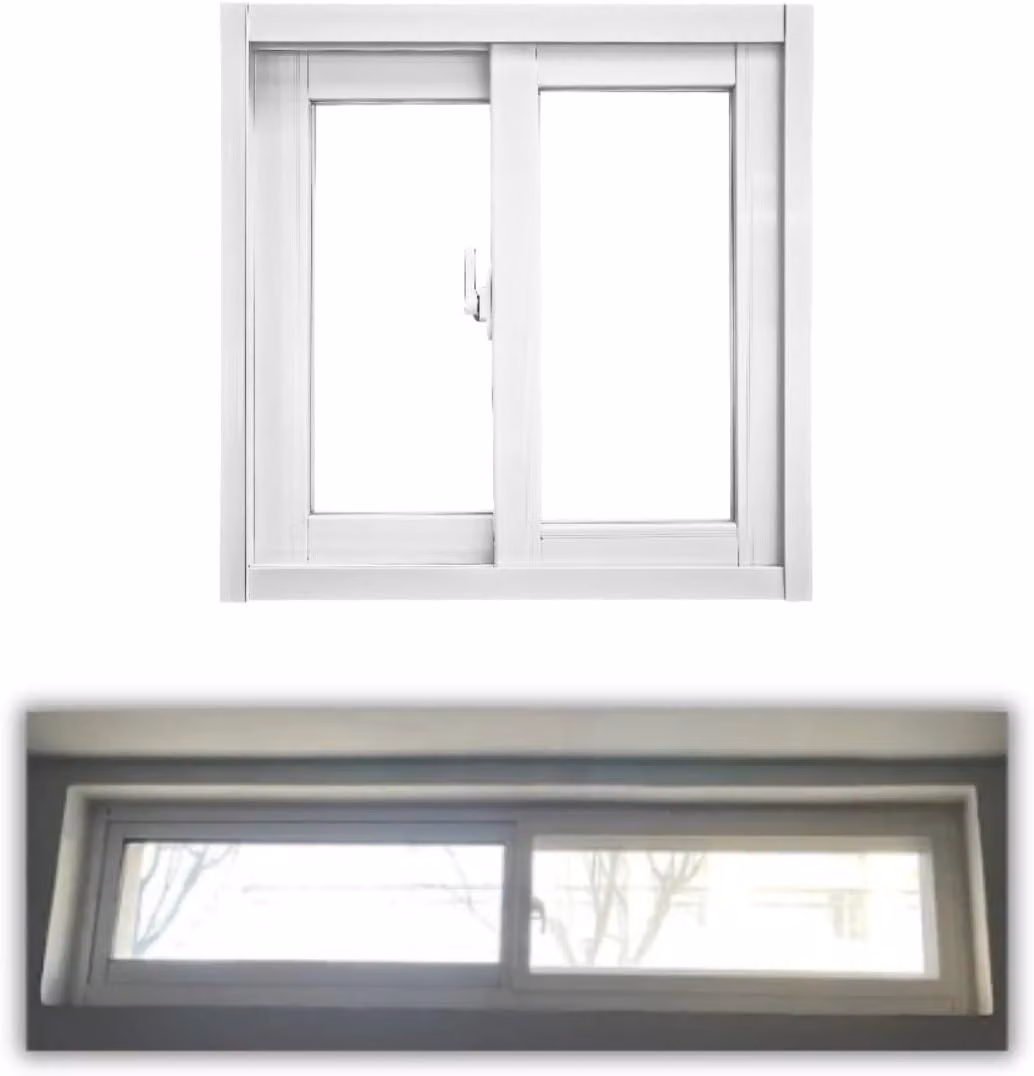 Finestre scorrevoli sostitutive in vinile per capannoni, cantine e pollai, dotate di vetro temperato removibile, adatte per bagni e lavanderie, dimensioni 86 x 48 cm, colore bianco