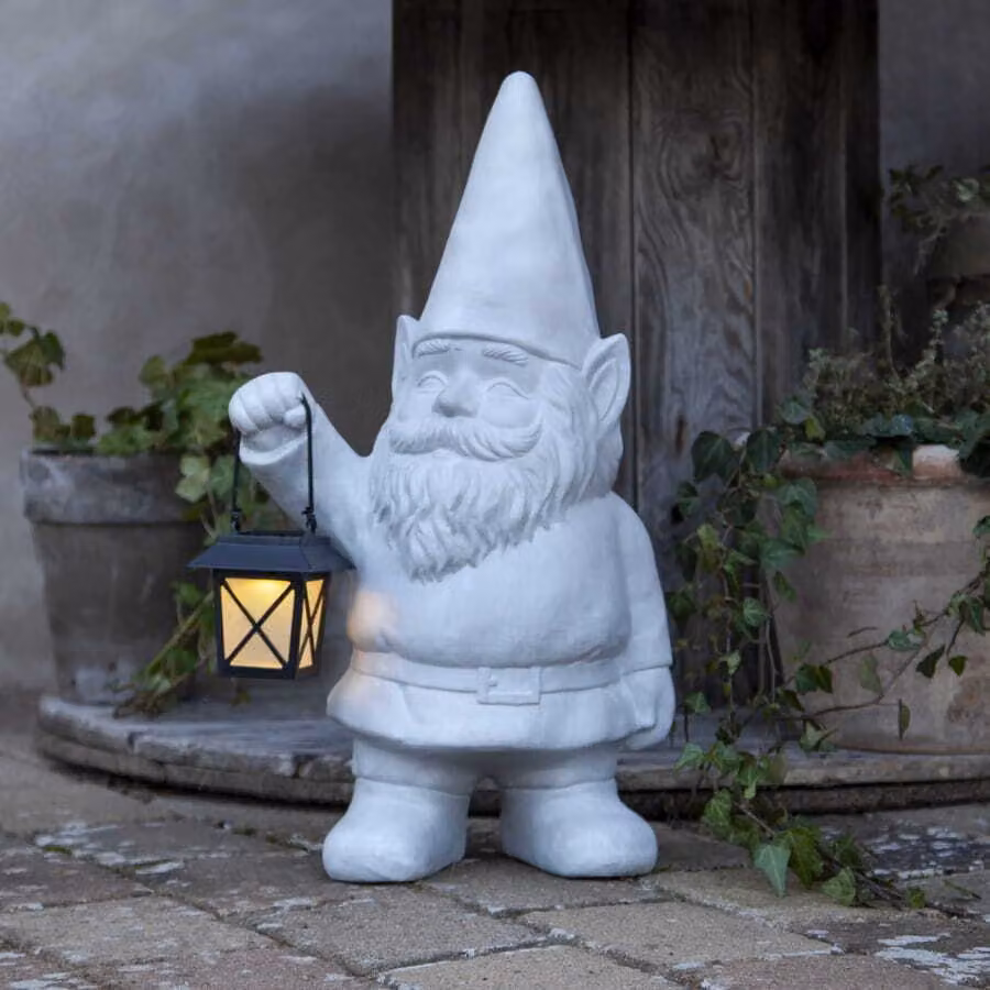 Figura solare a LED "Gnomy" con lanterna, grigio