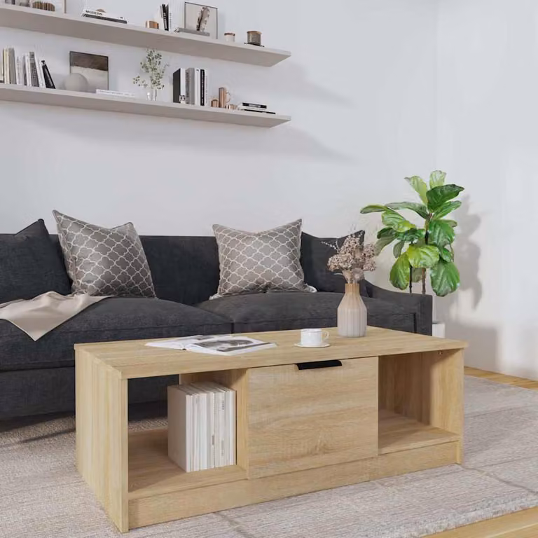 vidaXL Tavolino da Salotto Moderno in Legno Rovere Sonoma L: 102 cm, P: 50 cm, H: 36 cm