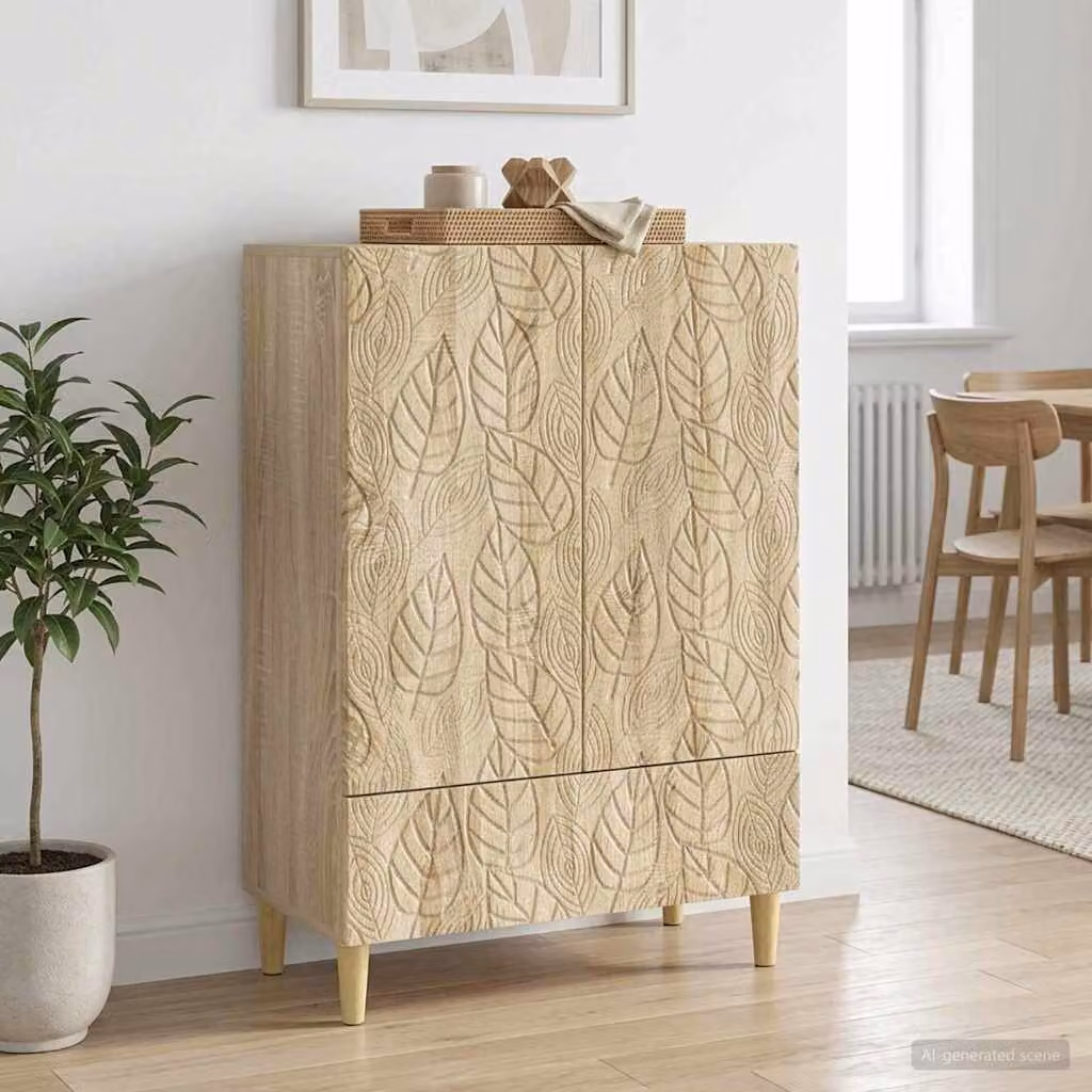 Credenza moderna vidaXL in legno ingegnerizzato e MDF, colore Rovere Sonoma, L 66 cm x P 34,5 cm x H 95 cm