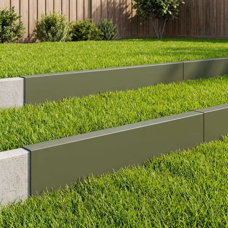 Set di 10 profili di copertura per giardino vidaXL in acciaio, disponibili in verde o grigio, L 100 x P 5 x H 15 cm