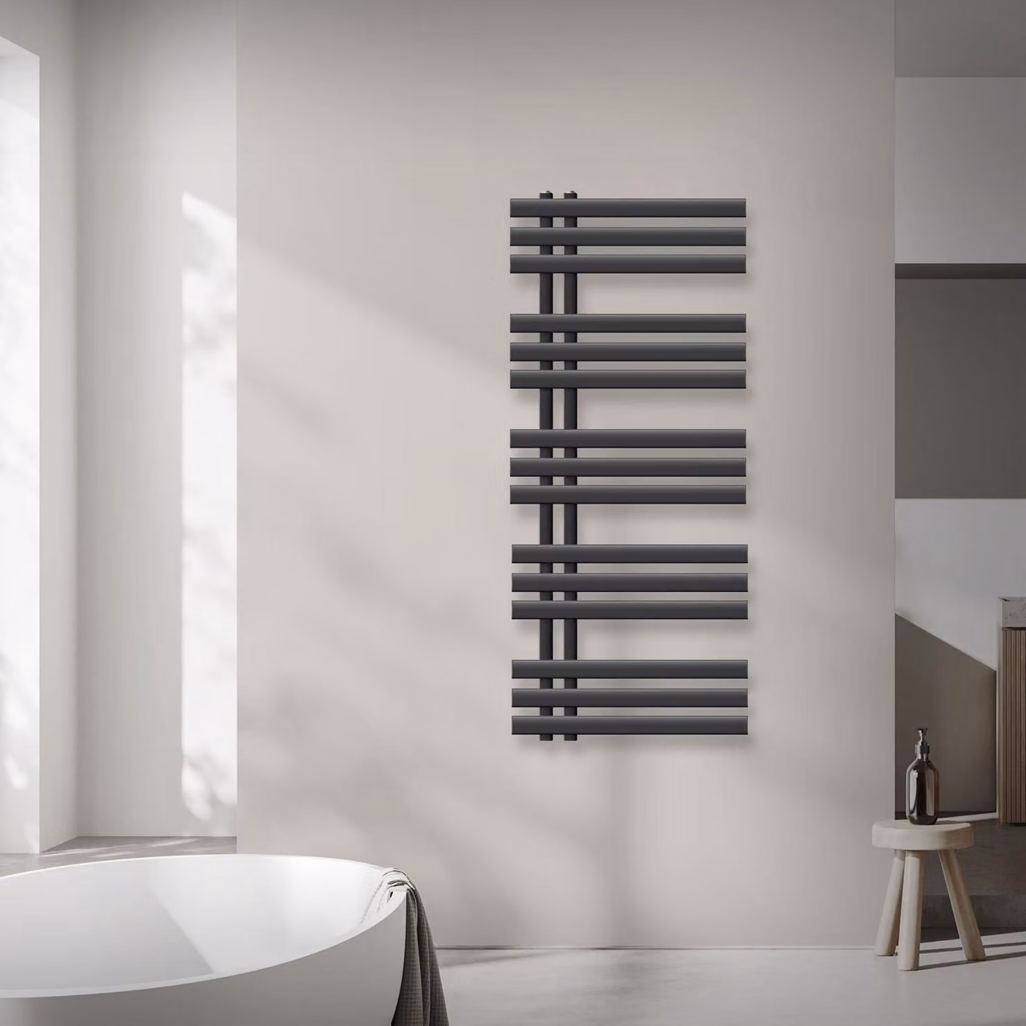 Radiatore da bagno LuxeBath design, 500x1200 mm, antracite, incl. set di montaggio, senza elemento riscaldante