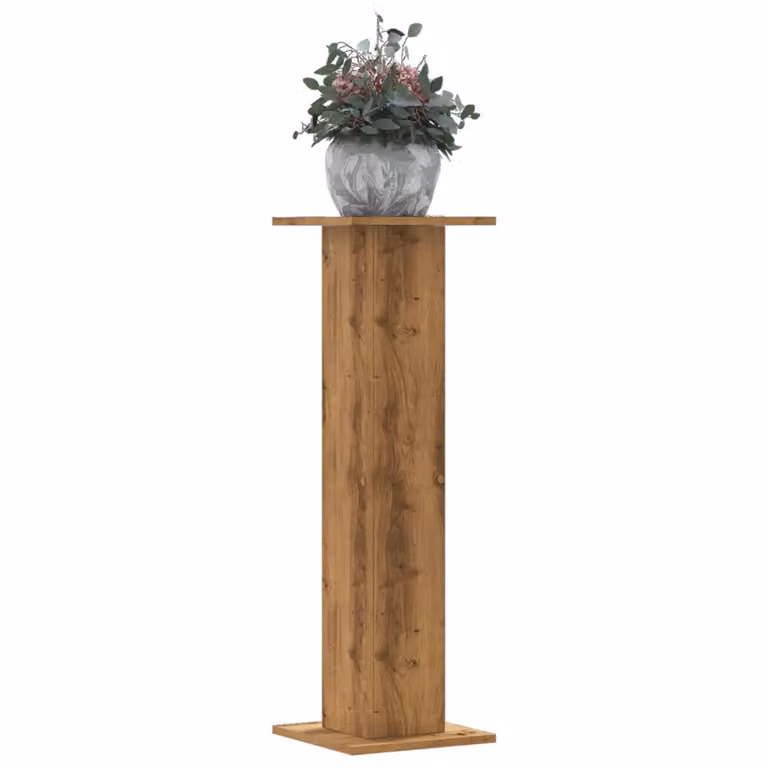 Set di 2 supporti per piante vidaXL in stile rustico color rovere, realizzati in legno e MDF, L/P/H: 30 x 30 x 95 cm