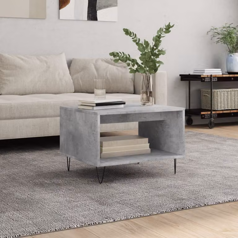 vidaXL Tavolino da Salotto Moderno Rettangolare Grigio L: 60 cm, P: 50 cm, H: 40 cm