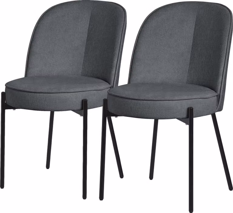 ML-Design set di 2 sedie per sala da pranzo in poliestere antracite sedie da cucina con gambe in metallo sedia da soggiorno con schienale sedie imbottite per sala da pranzo