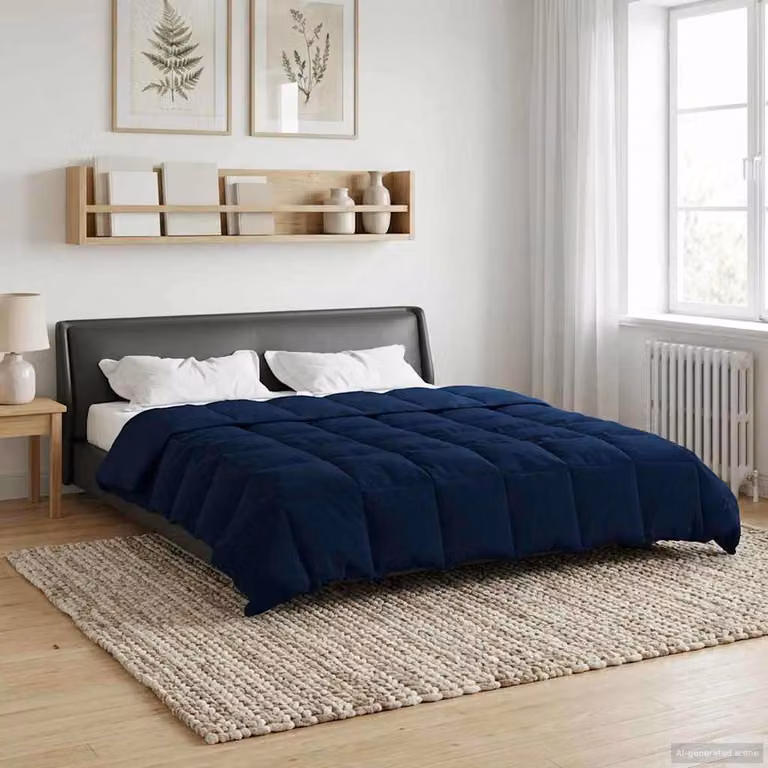 Piumino Estivo vidaXL in Microfibra Traspirabile e Reversibile, Blu, L/P/H: 220 x 260 cm