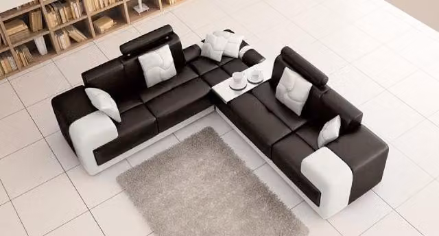 Divano angolare imbottito, set divano componibile, pelle - modello 2695C