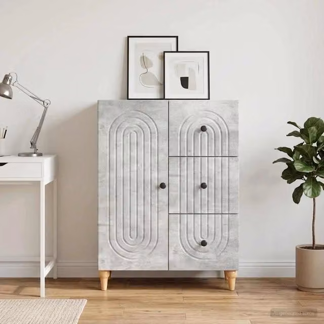 Credenza moderna vidaXL in legno MDF grigio cemento L: 66 cm, P: 34,5 cm, H: 90 cm