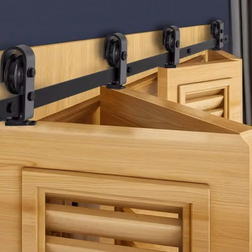 VEVOR Kit di Binari per Porte Scorrevoli Pieghevoli in Acciaio Nero, Lunghezza: 193,04 cm, per 4 Porte di Armadio, Dispensa o Lavanderia