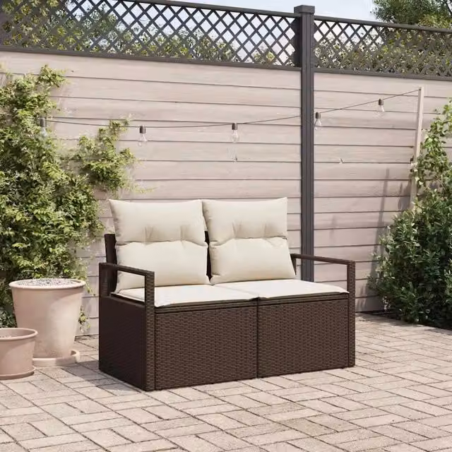 Divano da giardino con cuscino 120 x 62 x 69 cm. polyrattan 42006763