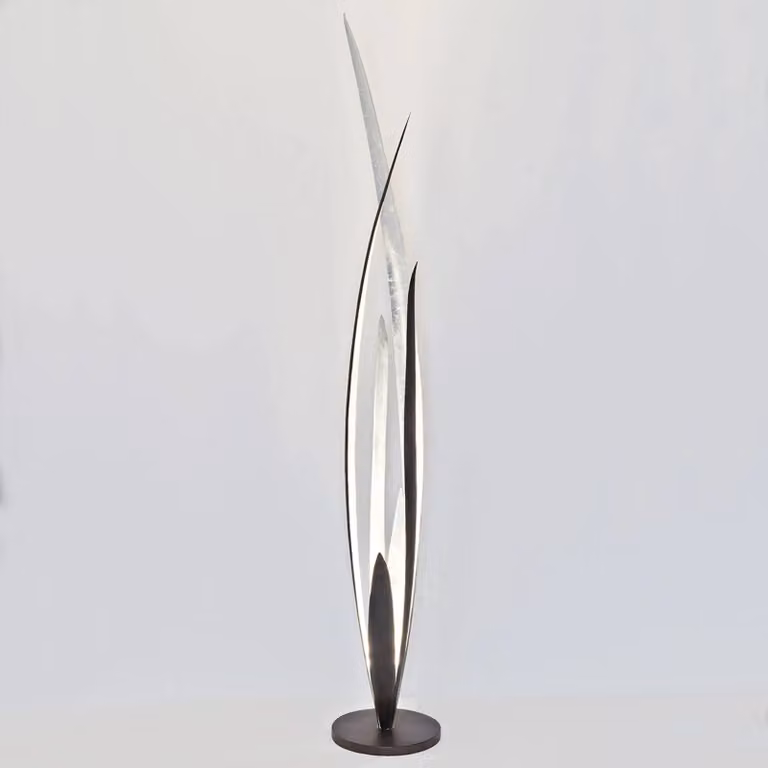 Holländer Lampada da terra di design Palustre, Alluminio / Grigio / Zincato, Soggiorno / Sala da pranzo, Metallo, Design, Lampada da terra