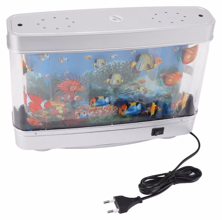 Lampada decorativa per acquario finta, piccola, raffinata, realistica, silenziosa, acquario artificiale a LED per camera da letto, scrivania