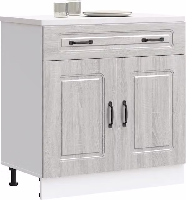 Mobile Base da Cucina Kalmar Design Mania Grigio Sonoma in Legno Multistrato L: 81.5 cm, P: 46.0 cm, H: 80.0 cm