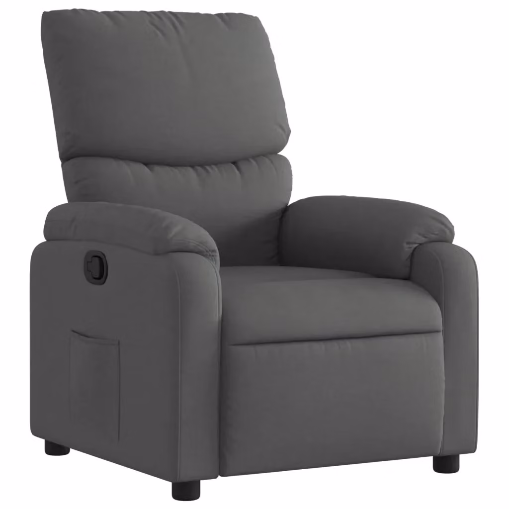 vidaXL Poltrona reclinabile moderna in tessuto grigio con braccioli e leva manuale – 2