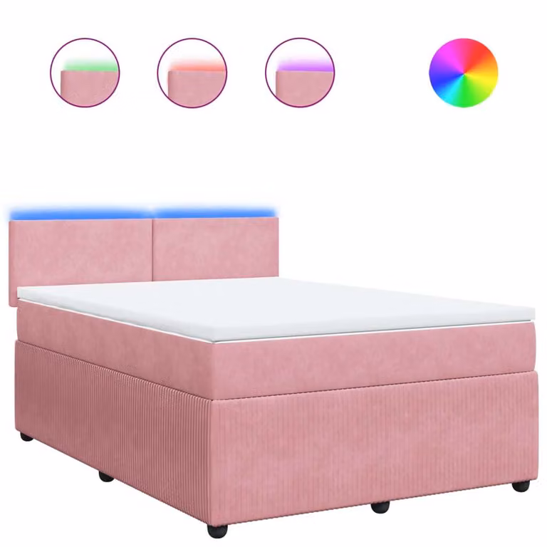 Giroletto a Molle con Materasso Rosa 140x190 cm in Velluto