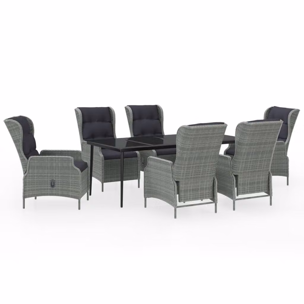 Set da Pranzo da Giardino 7 pz Grigio Chiaro