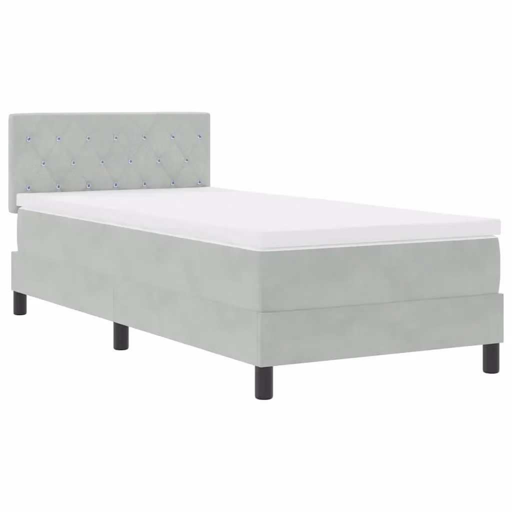 Letto a molla con illuminazione LED vidaXL in velluto grigio, L/P: 190 x 90 cm – 2