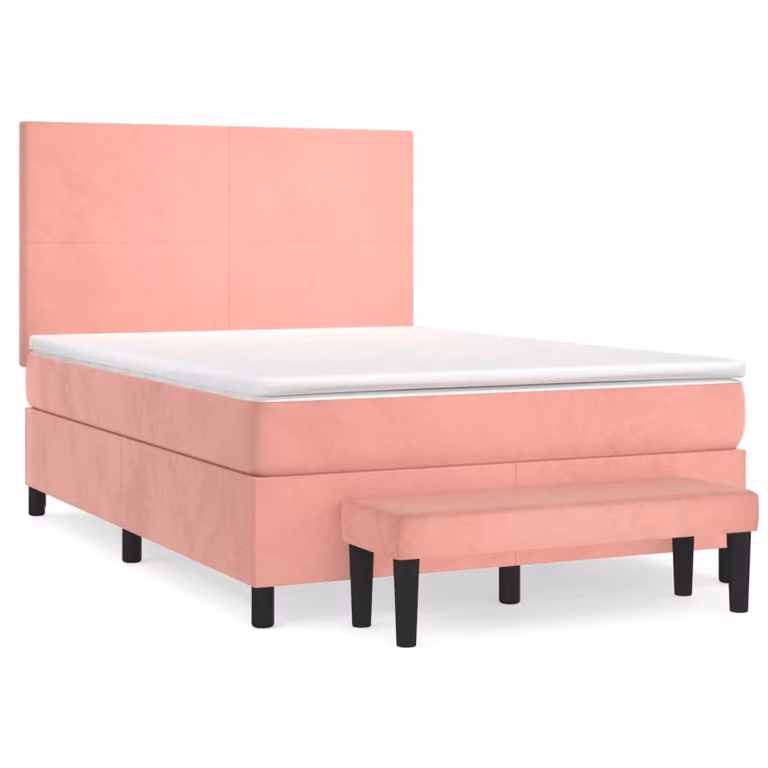 Giroletto a Molle con Materasso Rosa 140x200 cm in Velluto