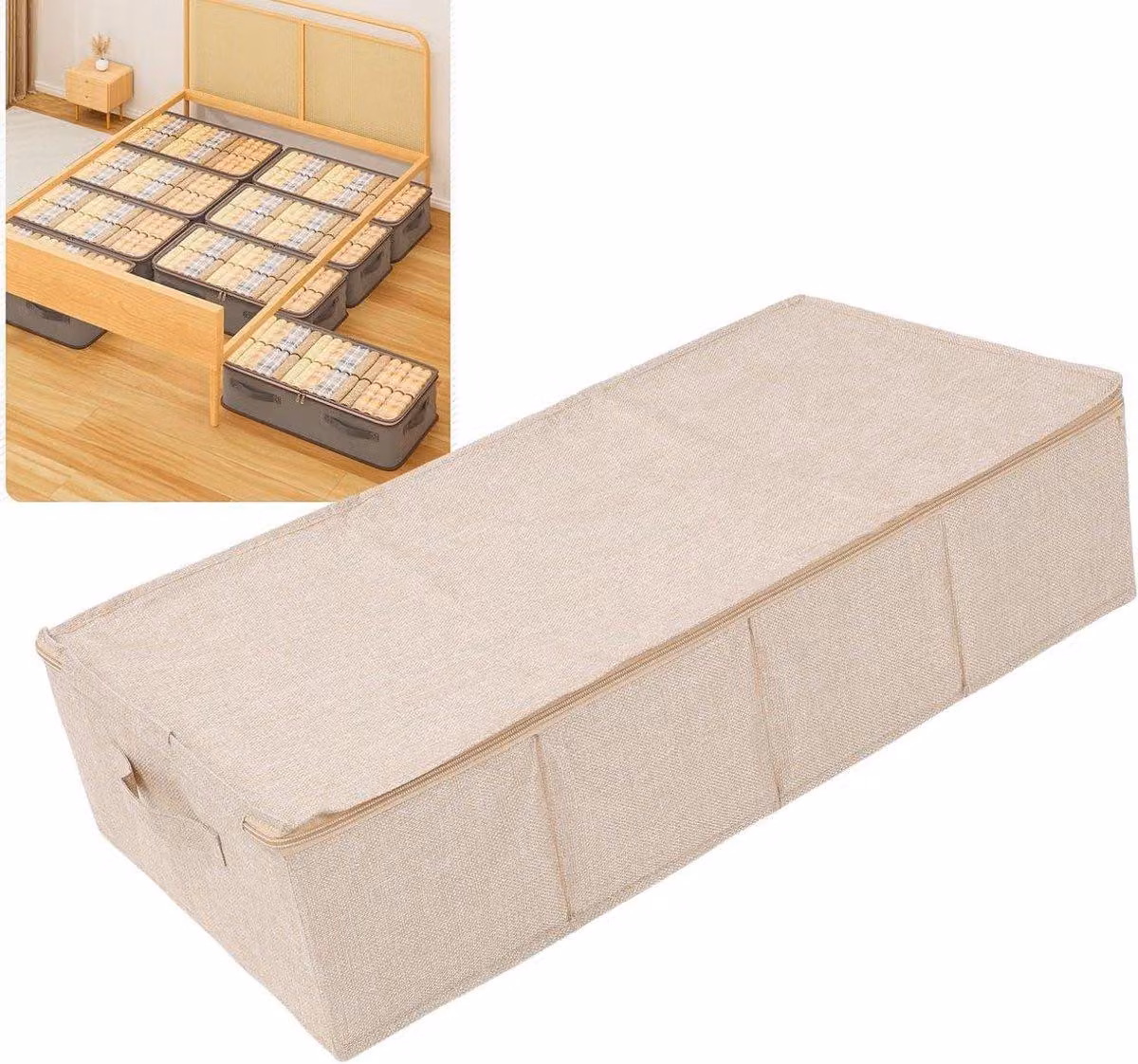 Organizer pieghevole - per riporre i vestiti - Materiale impermeabile - 39x26x5 cm - Beige