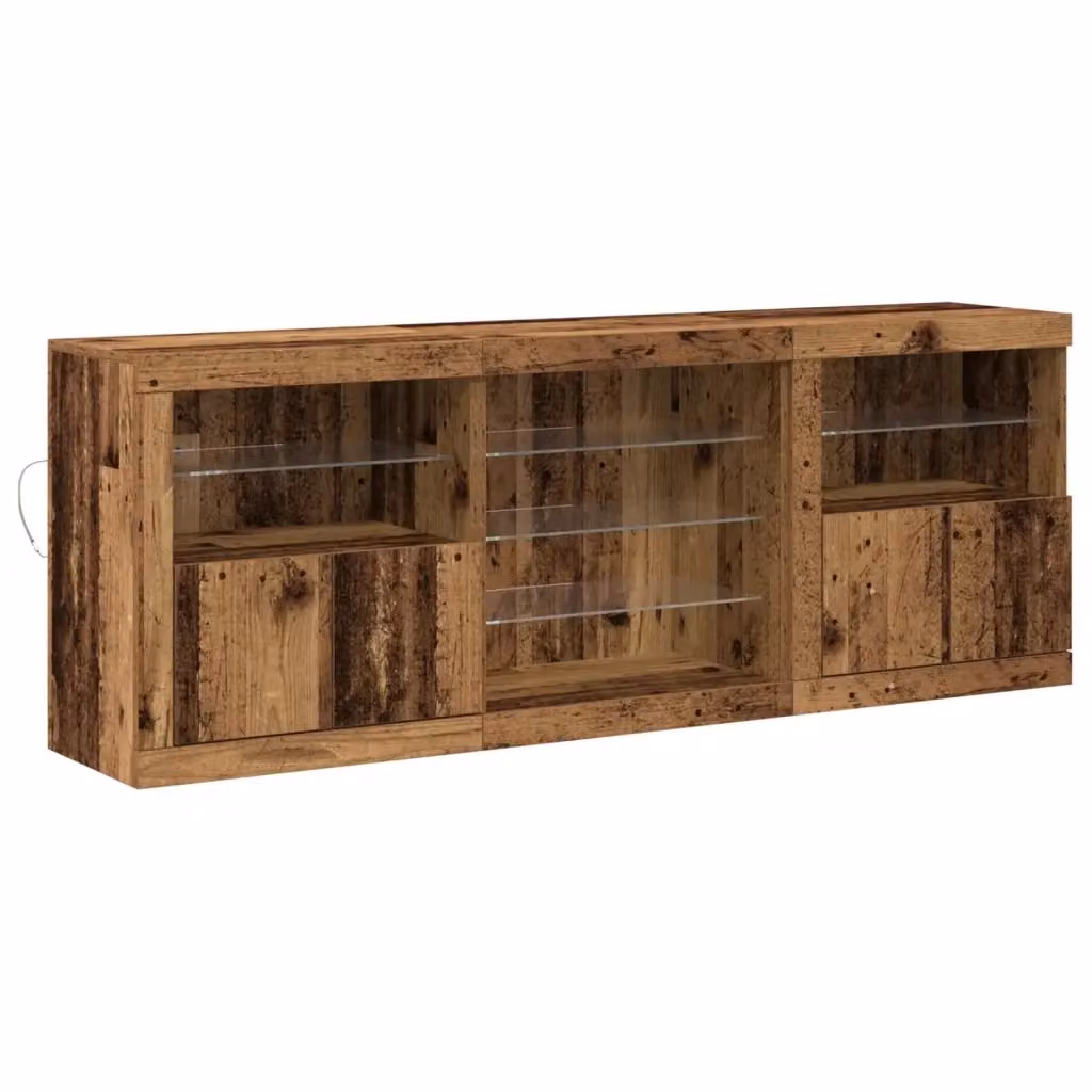 Madia moderna vidaXL in legno e vetro marrone con illuminazione LED L: 181,5 cm, P: 37 cm, H: 67 cm – 2