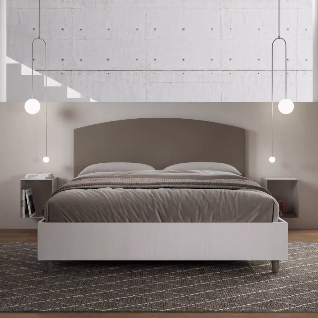 Letto Matrimoniale Giordanoshop in Legno e Tessuto Beige L: 167 cm, P: 115 cm, H: 198 cm – 2