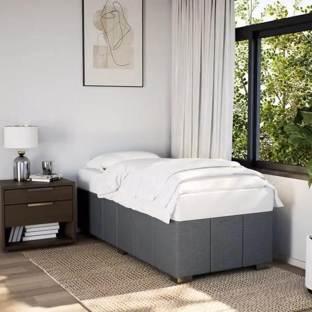 Giroletto vidaXL senza materasso in tessuto grigio con doghe in legno L/P/H: 90 x 190 cm – 1