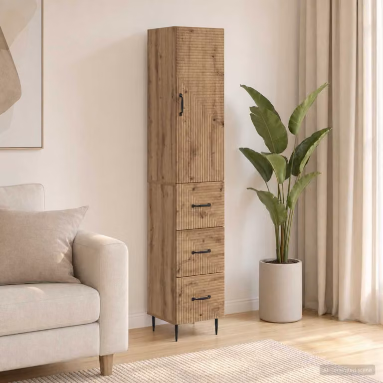 Set di 2 armadi a muro vidaXL in legno marrone con ante scorrevoli e ripiani, L/P/H: 33 x 34,5 x 90 cm