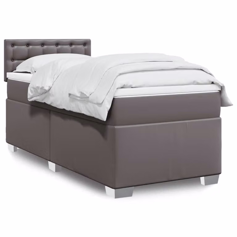 vidaXL Giroletto a Molle Ibrido con Materasso in Similpelle Grigio, L/P/H: 80 x 200 x 100,5 cm