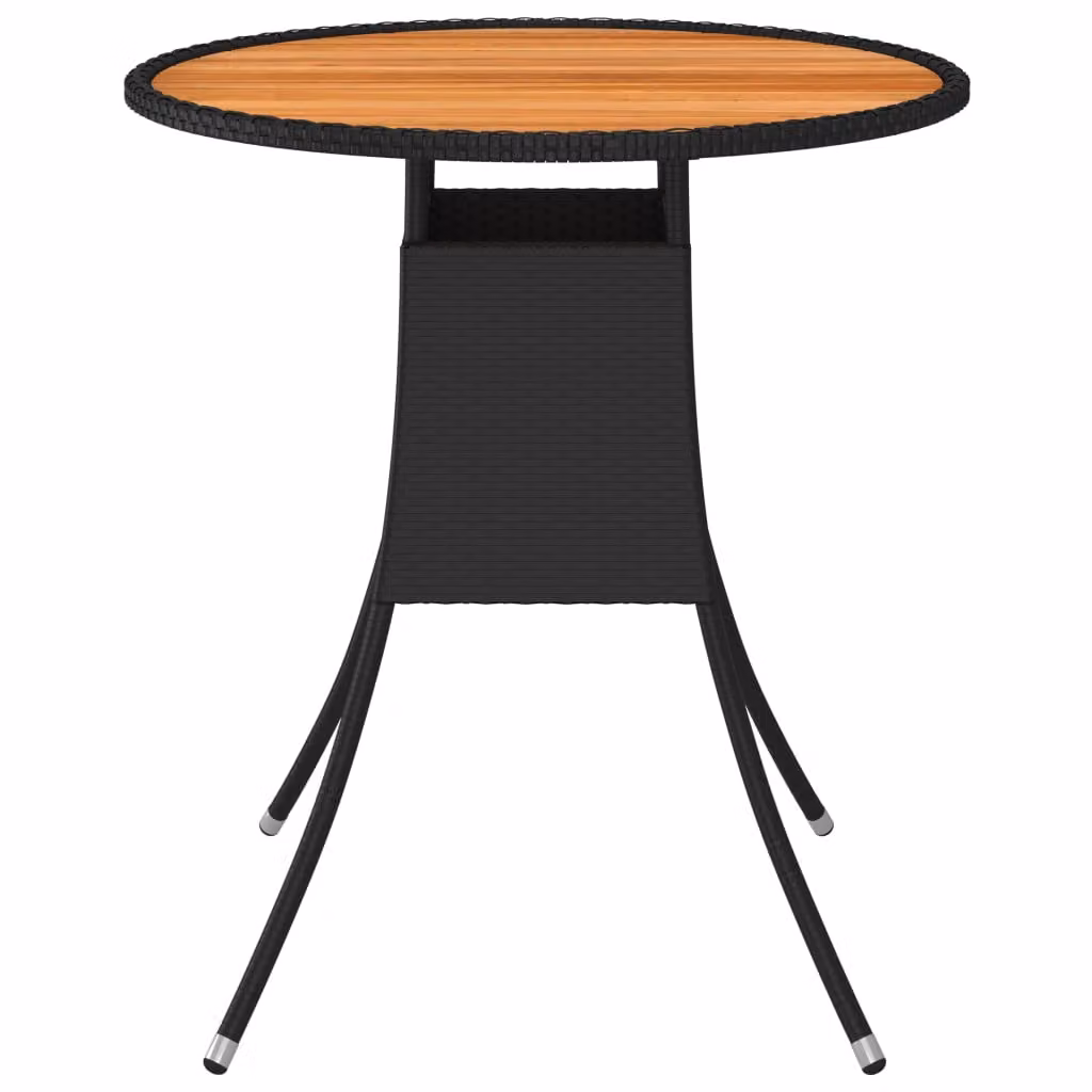 vidaXL Tavolo da pranzo da giardino nero Ø 70 cm in poly rattan legno massiccio di acacia