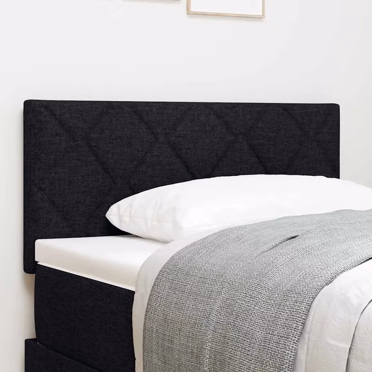Testiera per letto moderna vidaXL in tessuto nero con struttura in legno e pannello imbottito geometrico
