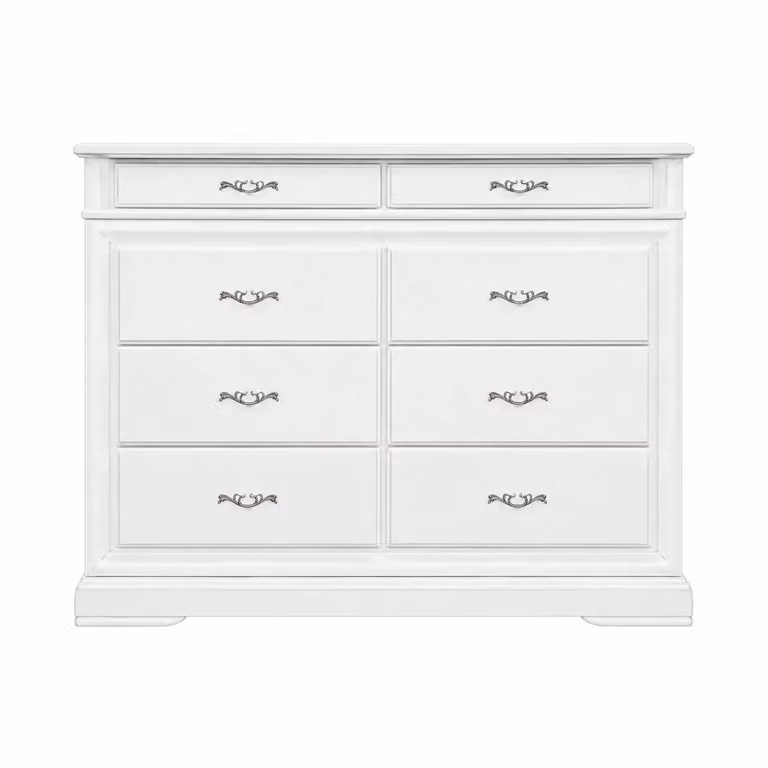 Comò con 8 cassetti in legno laccato bianco Mobili 2G L/P/H: 150 x 53 x 102 cm