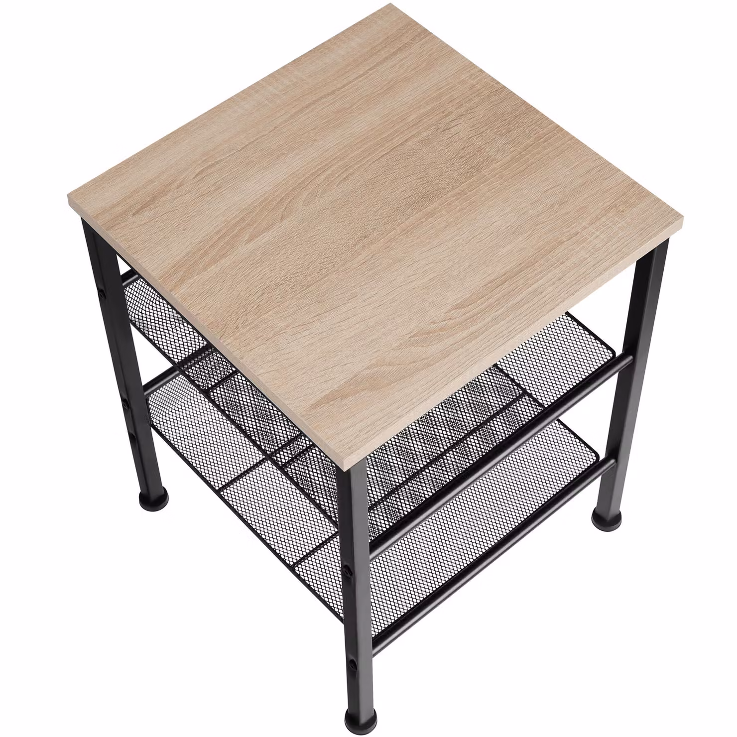 Tavolino quadrato in stile industriale tectake con finitura rovere e dettagli neri, L/P/H: 40,5 x 40 x 50,5 cm – 4