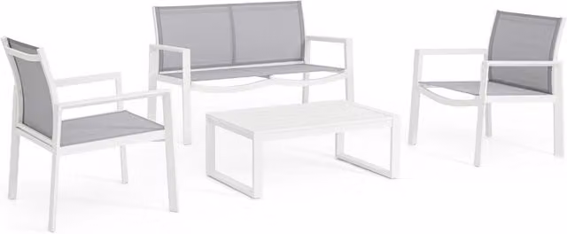 Set Tavolo e 3 Sedie da Giardino in Alluminio Kallen Bianco