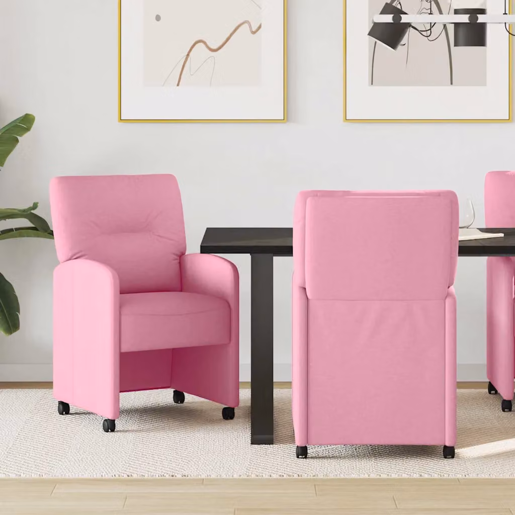 Set di 2 sedie da pranzo vidaXL con ruote e braccioli in tessuto rosa L: 57 cm, P: 67 cm, H: 95 cm – 1