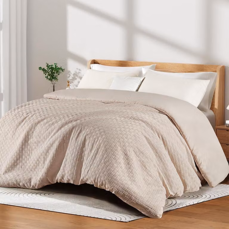 Copertura per letto 200 x 200 cm, adatta per tutto l'anno, color beige, 300 g/m², per la camera da letto