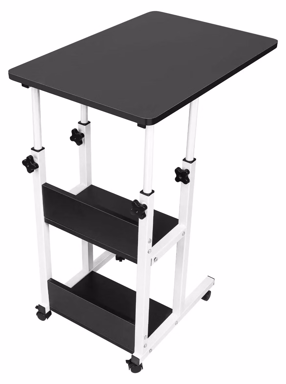 Scrivania regolabile in altezza, da seduto a in piedi - Manuale - 60 x 40 cm - Altezza 76–86,5 cm - Rettangolare - Struttura in metallo - Colore nero