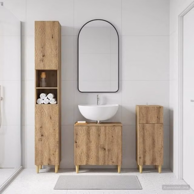 Set di armadietti da bagno in 3 pezzi DELFT Rovere Artigianale 3417872