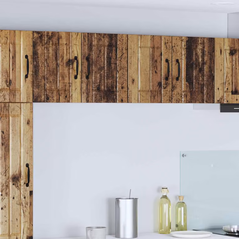 Set di 2 armadietti da muro LUCCA vidaXL in legno marrone per cucina con ante a battente e ripiani interni