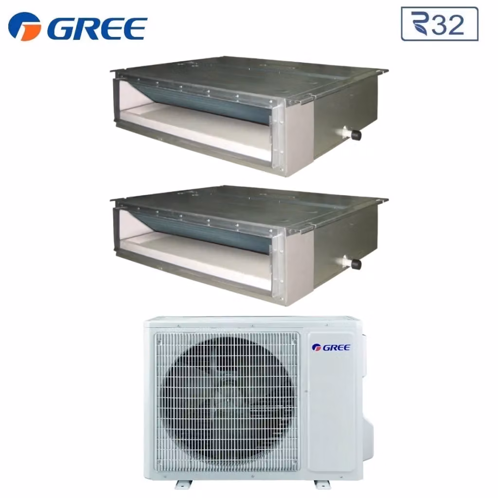 Climatizzatore Condizionatore Gree Canalizzato Dual Split Inverter 9000+12000 Bianco con GWHD(24)NK6OO R-32 Classe Energetica A++ – 2