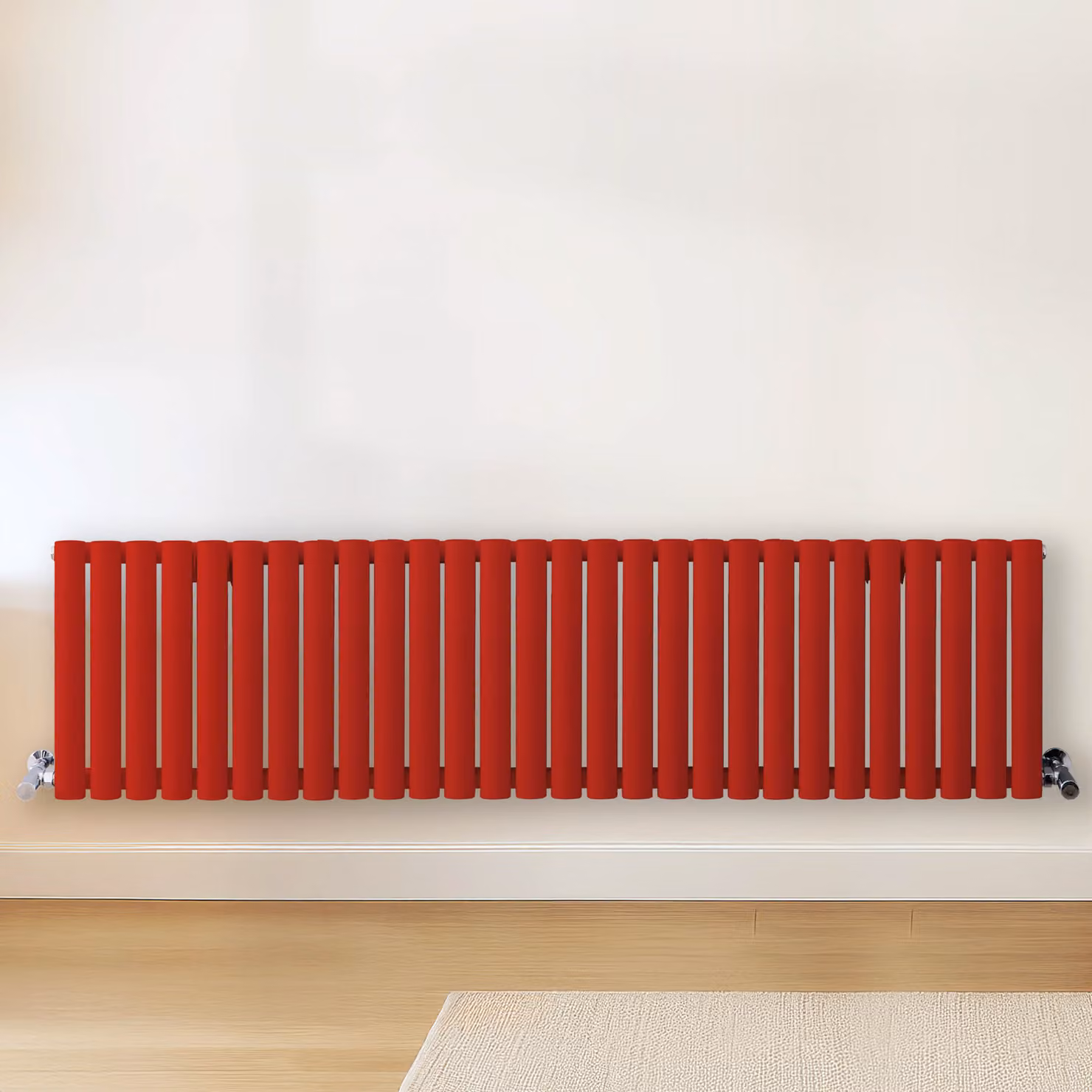 Radiatore di Design Orizzontale  Rosso (Siamese Rosso) -  400mm x 1652mm  - Pannello Doppio  - Revive