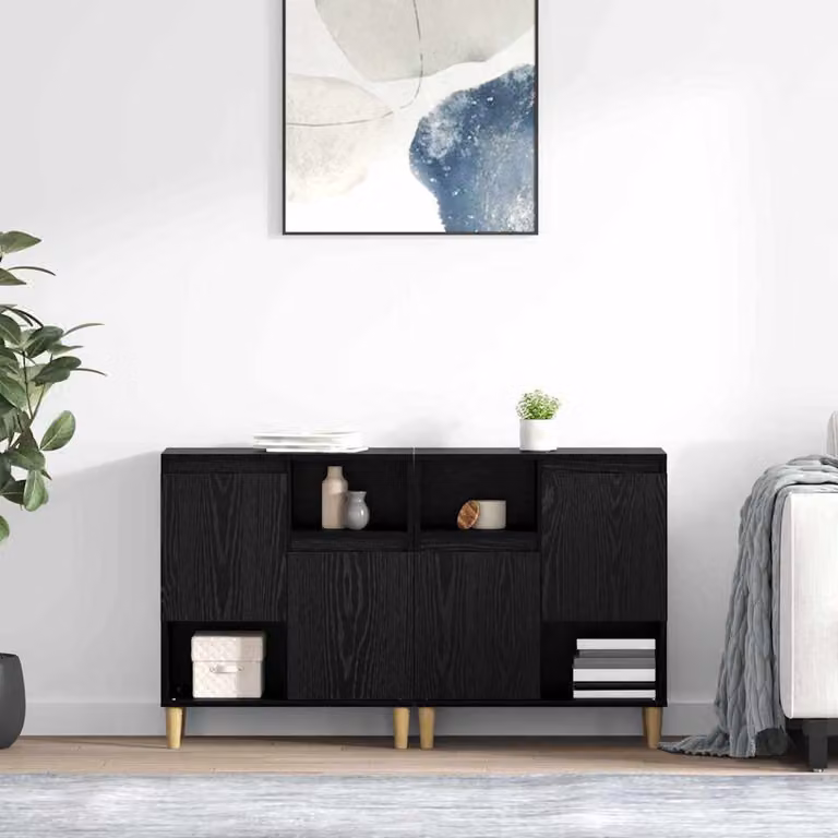 Set di 2 sideboard vidaXL in stile moderno, colore nero opaco, L/P/H: 60 x 35 x 70 cm