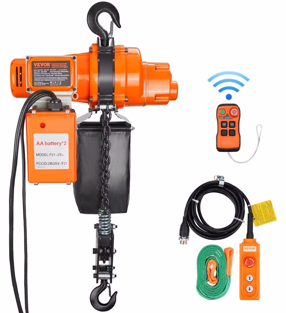 Verricello elettrico – Capacità di sollevamento: 998 kg – Potenza: 1000 W – Altezza di sollevamento: 6 metri