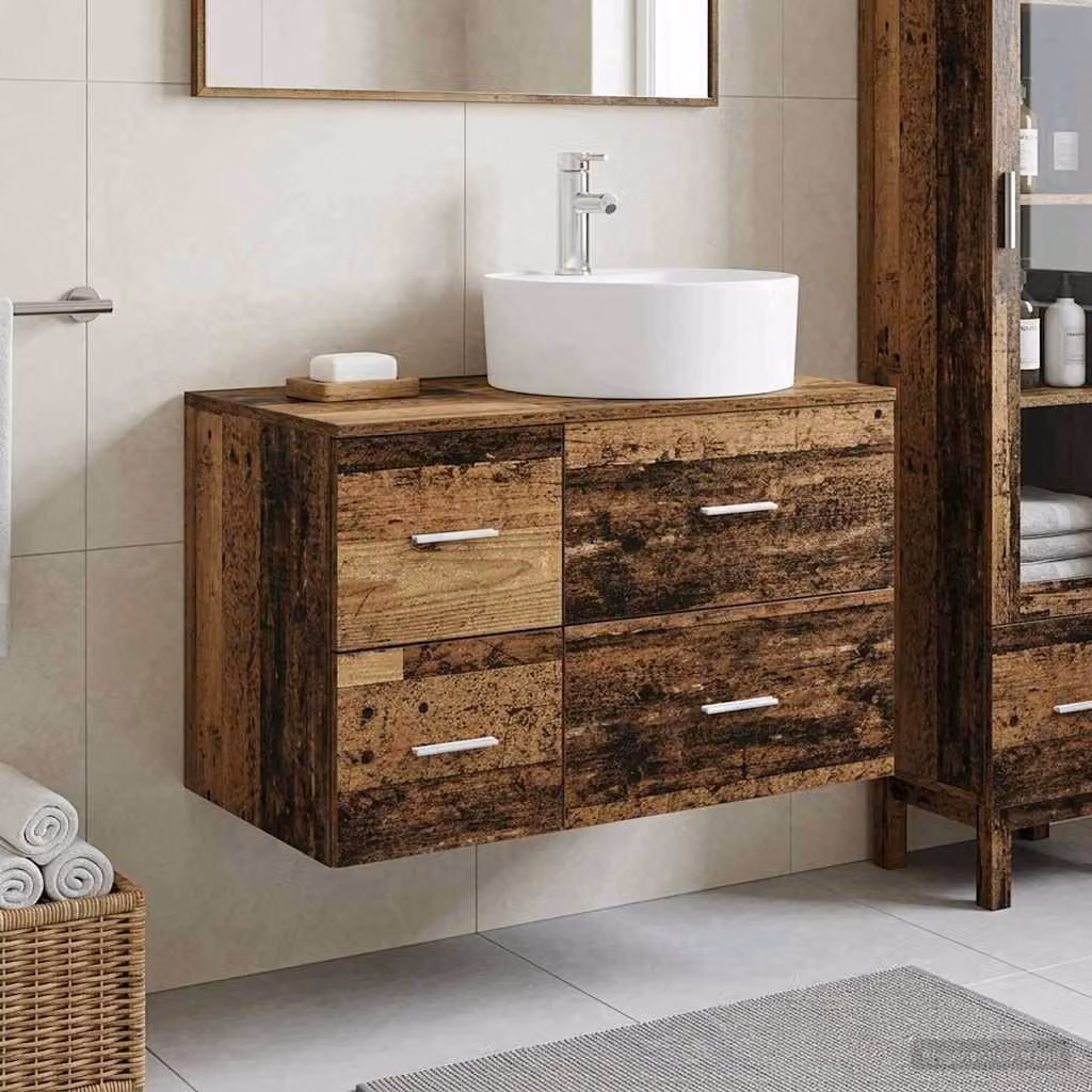 Set di mobili per il bagno moderno vidaXL composto da mobile lavabo e pensile in legno marrone