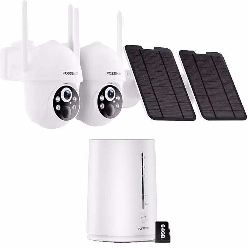 Telecamera di sicurezza, risoluzione 2K, copertura a 360°, kit con 2 telecamere, connessione Wi-Fi