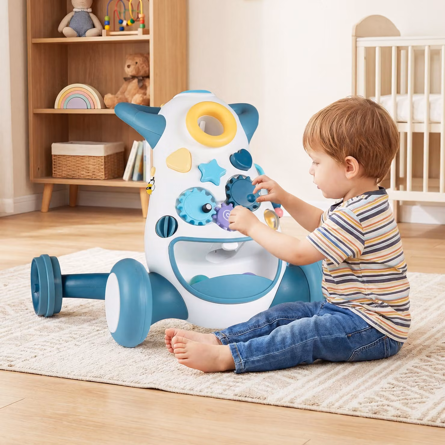 Camminatore Montessori Costway con musica, luci e inserimento forme, Blu