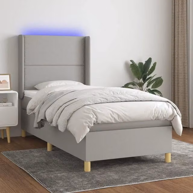 Letto Ibrido VIDAXL con Materasso e Illuminazione LED, Grigio Chiaro e Bianco, L/P/H: 90 x 200 x 45 cm – 1