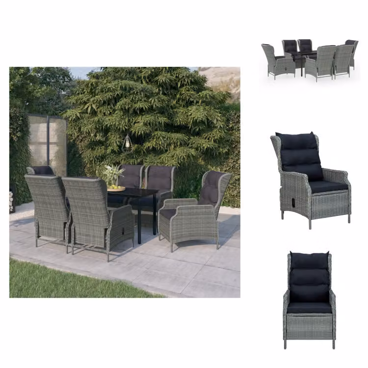 vidaXL set da pranzo da giardino 7 pezzi grigio chiaro - Set di mobili da giardino