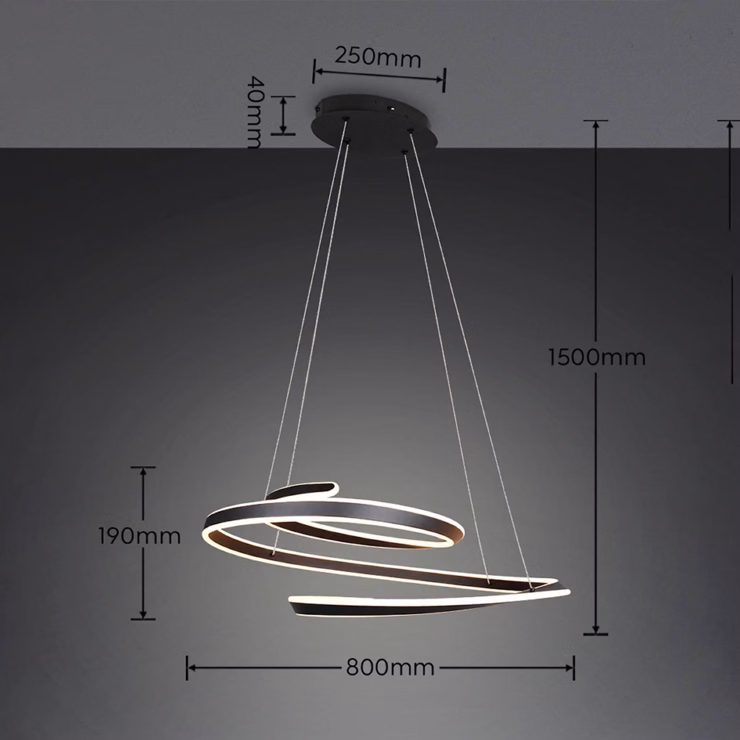 Trio Lighting Lampada a sospensione Arlington, dimmerabile, Nero, Soggiorno / Sala da pranzo, Metallo, Moderno, Lampada a sospensione